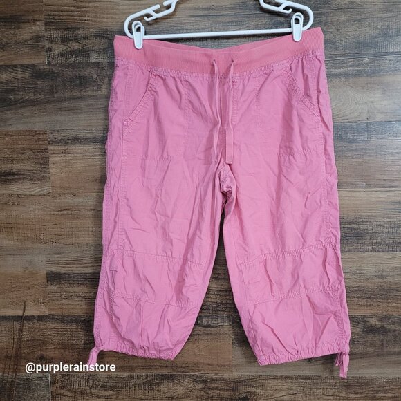 Vtg Faded Glory Capri Pants Sz 14 High Rise Rip Stop Organic Cotton Pockets Y2K - Picture 1 of 9